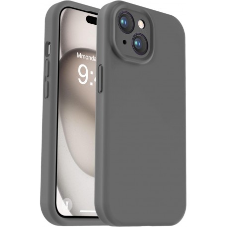 iPhone 13 Gummibelagt Skal med Kameraskydd Liquid V2 - Gr&aring;-iPhone 13-Shockproof.se