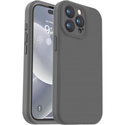 iPhone 13 Pro Max Gummibelagt Skal med Kameraskydd Liquid V2 - Grå
