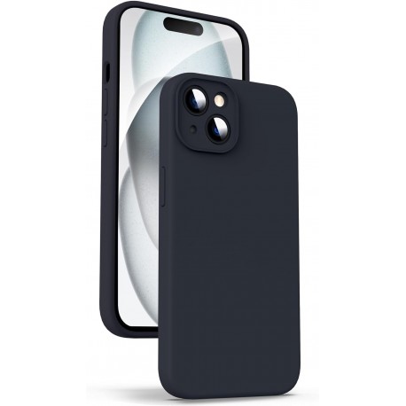 iPhone 16 Plus Gummibelagd Mattsvart Skal Kameraskydd Liquid - Svart-iPhone 16 Plus-Shockproof.se