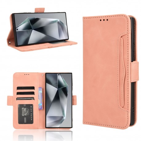 Samsung S23 Ultra Pl&aring;nboksfodral PU-L&auml;der 6-FACK Winston V3 - Rosenguld-Samsung S23 Ultra-Shockproof.se