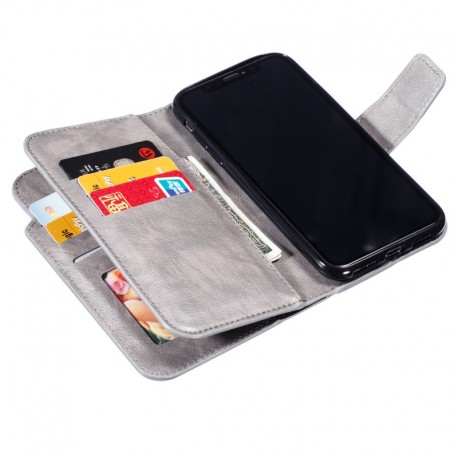 iPhone XS Max Praktisk Pl&aring;nboksfodral med 12-Fack Array V4 - Gr&aring;-iPhone XS Max-Shockproof.se