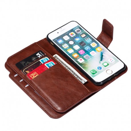 iPhone 7 Plus / 8 Plus Praktisk Pl&aring;nboksfodral med 12-Fack Array V4 - Brun-iPhone 7 Plus-Shockproof.se