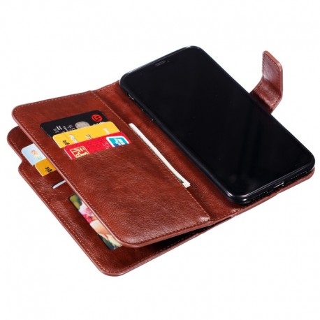 iPhone XR Praktisk Pl&aring;nboksfodral med 12-Fack Array V4 - Brun-iPhone XR-Shockproof.se