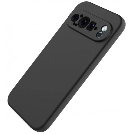 Google Pixel 9 / 9 Pro Gummibelagd Mattsvart Skal Kameraskydd Liquid - Svart-Google Pixel 9 Pro-Shockproof.se