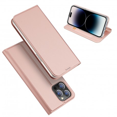 iPhone 16 Pro Dux Ducis Skin Pro Flipfodral med Kortfack - Roseguld-iPhone 16 Pro-Shockproof.se