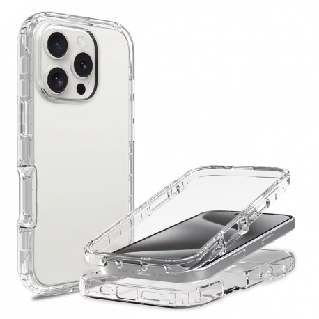 iPhone 16 Pro Helt&auml;ckande Premium 3D Skal 3in1 ThreeSixty Clear-iPhone 16 Pro-Shockproof.se