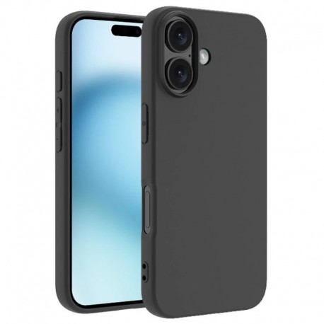 iPhone 16 Gummibelagd Mattsvart Skal Kameraskydd Liquid - Svart-iPhone 16-Shockproof.se
