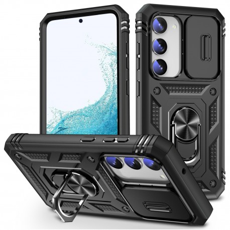Samsung S23 Hybridskal med Ringh&aring;llare & Kameraskydd - Svart-Samsung S23-Shockproof.se