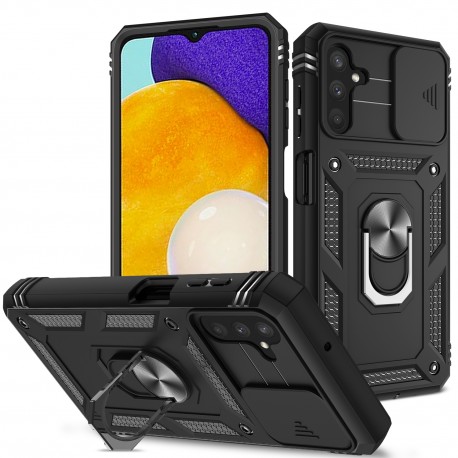 Samsung A13 4G Hybridskal med Ringh&aring;llare & Kameraskydd - Svart-Samsung A13 4G-Shockproof.se