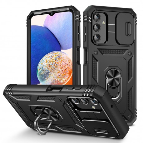 Samsung A14 4G / 5G Hybridskal med Ringh&aring;llare & Kameraskydd - Svart-Samsung A14 4G / 5G-Shockproof.se