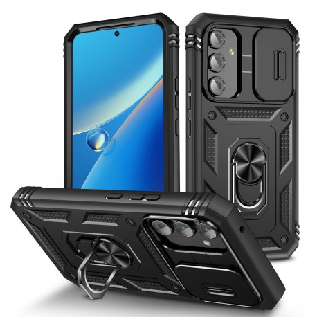Samsung A34 5G Hybridskal med Ringh&aring;llare & Kameraskydd - Svart-Samsung A34 5G-Shockproof.se