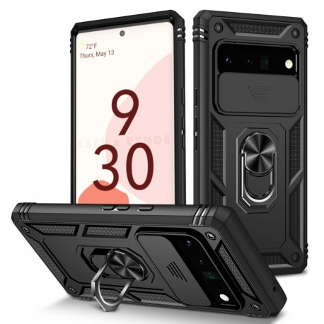 Google Pixel 8 Hybridskal med Ringh&aring;llare & Kameraskydd - Svart-Google Pixel 8-Shockproof.se