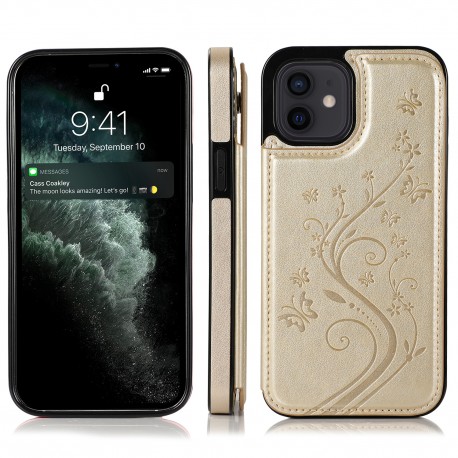iPhone 12 Mini St&ouml;tt&aring;ligt Skal Korth&aring;llare 3-FACK Flippr V2 - Guld-iPhone 12 Mini-Shockproof.se