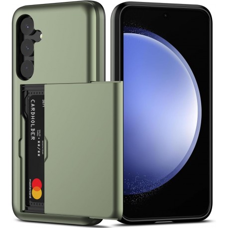 Samsung S24 FE St&ouml;tt&aring;ligt Skal Kortfack StreetWise - Gr&ouml;n-Samsung S24 FE-Shockproof.se