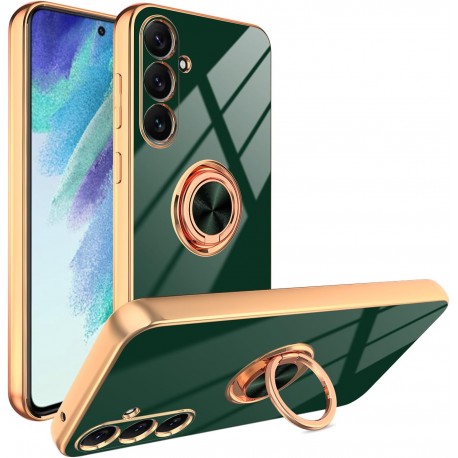 Samsung S24 FE Elegant & St&ouml;tt&aring;ligt Skal med Ringh&aring;llare Flawless - M&ouml;rkgr&ouml;n-Samsung S24 FE-Shockproof.se