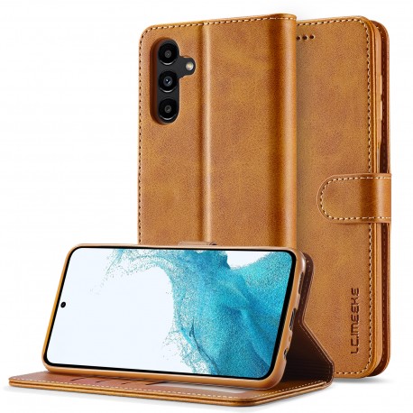 LC.IMEEKE Pl&aring;nboksfodral Samsung S24 FE - Ljusbrun-Samsung S24 FE-Shockproof.se