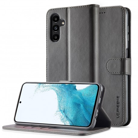 LC.IMEEKE Pl&aring;nboksfodral Samsung S24 FE - Gr&aring;-Samsung S24 FE-Shockproof.se
