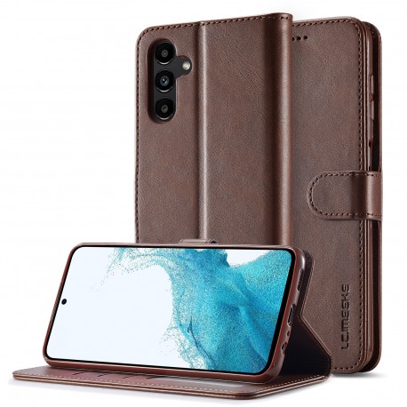 LC.IMEEKE Pl&aring;nboksfodral Samsung S24 FE - M&ouml;rkbrun-Samsung S24 FE-Shockproof.se