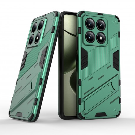 Xiaomi 14T Pro St&ouml;tt&aring;ligt Skal med Kickstand ThinArmor V2 - Gr&ouml;n-Xiaomi 14T Pro-Shockproof.se