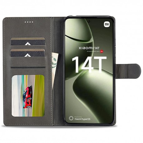 LC.IMEEKE Pl&aring;nboksfodral Xiaomi 14T Pro - Svart-Xiaomi 14T Pro-Shockproof.se