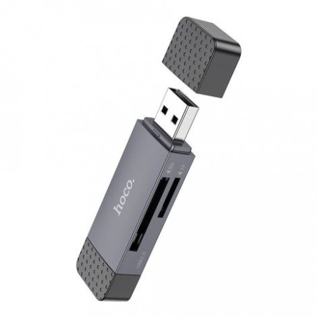 Minneskortl&auml;sare HOCO USB A 2.0 HB45 - Gr&aring;-Kablar & Adaptrar-Shockproof.se