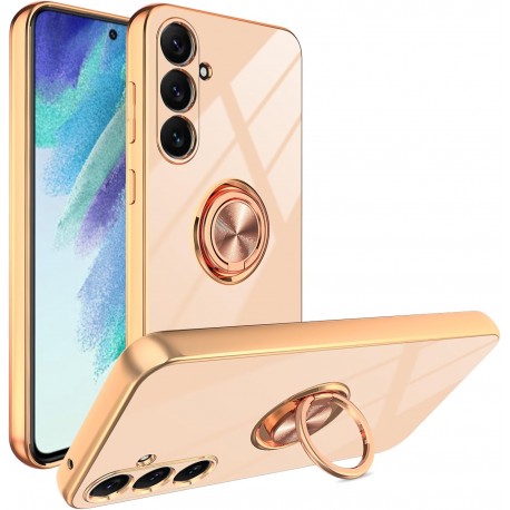 Samsung S25 Elegant & St&ouml;tt&aring;ligt Skal med Ringh&aring;llare Flawless - Roseguld-Samsung S25-Shockproof.se