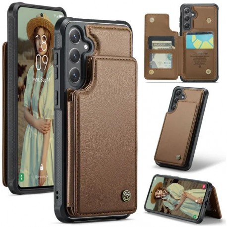 CaseMe St&ouml;tt&aring;ligt Skal Korth&aring;llare Stativ 4-Fack Samsung S25 Brun-Samsung S25-Shockproof.se