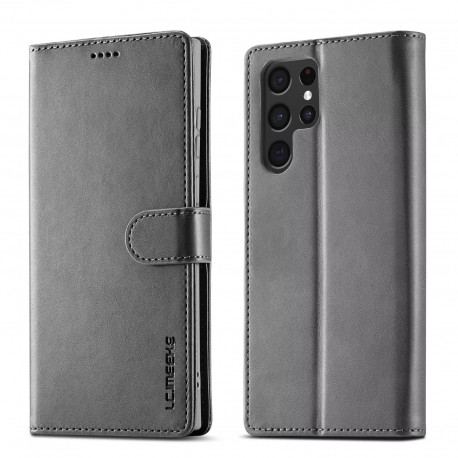 LC.IMEEKE Pl&aring;nboksfodral Samsung S25 Ultra - Gr&aring;-Samsung S25 Ultra-Shockproof.se