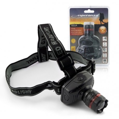 Pannlampa LED Esperanza Vega &ndash; 60 Lumen, 150m R&auml;ckvidd, Justerbar-Sport & Fritid-Shockproof.se