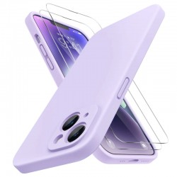 iPhone 14 Gummibelagt Skal med Kameraskydd Liquid V2 - Lila