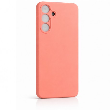 Samsung S25 Gummibelagd Mattrosa Skal Kameraskydd Liquid - Peach-Samsung S25-Shockproof.se
