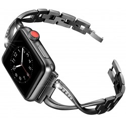 Apple Watch 42mm & 44mm Premium Armband Rostfritt Stål med Strass