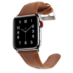 Apple Watch 44mm Stilren Läderarmband - Ljusbrun