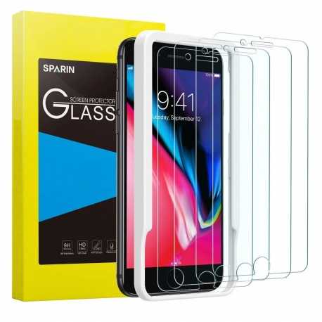 5-PACK iPhone 8 Plus H&auml;rdat glas 0.26mm 2.5D 9H Med Installationsram-iPhone 8 Plus-Shockproof.se