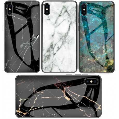 iPhone X / XS Marmorskal 9H H&auml;rdat Glas Baksida Glassback V2-iPhone XS-Shockproof.se