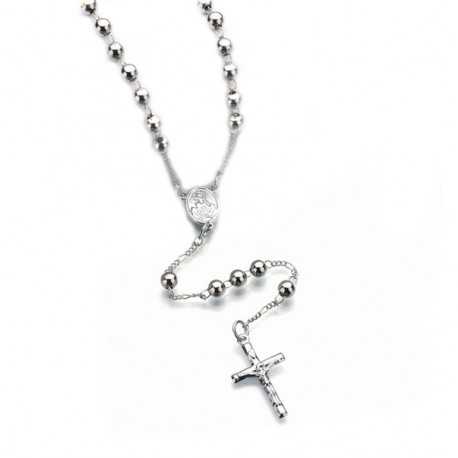 Halsband Jesus Kors L&aring;ngt Vitguldpl&auml;terat Radband-Kl&auml;der & Accessoarer-Shockproof.se