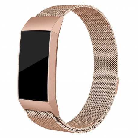 Fitbit Charge 4 Armband Milanesisk Loop Ros&eacute;guld-Smartwatch-tillbeh&ouml;r-Shockproof.se