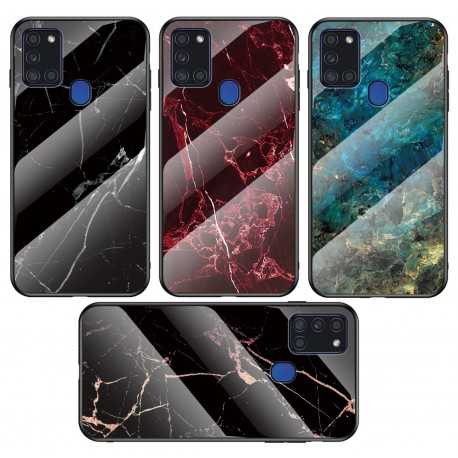 Samsung A21s Marmorskal 9H H&auml;rdat Glas Baksida Glassback V2-Samsung A21s-Shockproof.se