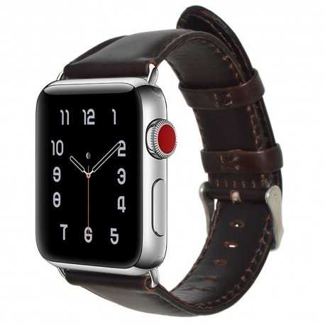 Apple Watch SE 44mm Stilren L&auml;derarmband - M&ouml;rkbrun-Smartwatch-tillbeh&ouml;r-Shockproof.se
