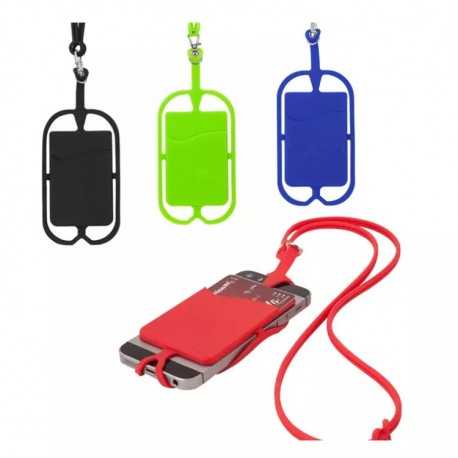 Telefonh&aring;llare med Halsrem | Kortfack  - Svart-&Ouml;vrigt-Shockproof.se
