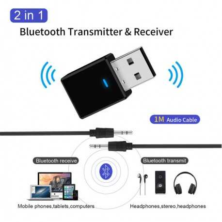 Bluetooth 5.0 S&auml;ndare / Mottagar Adapter AUX 3.5mm-Kablar & Adaptrar-Shockproof.se