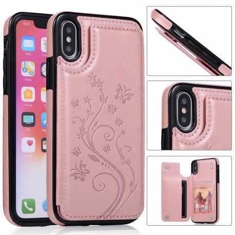 iPhone XS St&ouml;tt&aring;ligt Skal Korth&aring;llare 3-FACK Flippr V2 - Rosegold-iPhone XS-Shockproof.se