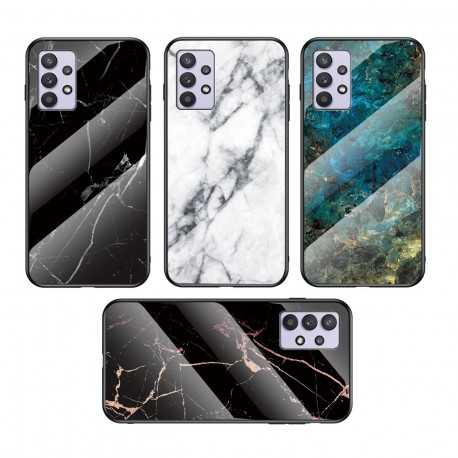 Samsung A32 5G Marmorskal 9H H&auml;rdat Glas Baksida Glassback V2-Samsung A32 5G-Shockproof.se