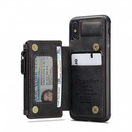 iPhone XS Skal Korth&aring;llare & Dragkedja 4-FACK CaseMe Flippr-iPhone XS-Shockproof.se