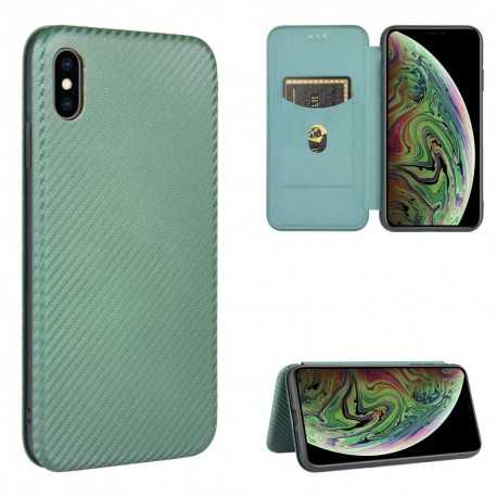 iPhone XS Max Flipfodral Kortfack CarbonDreams Gr&ouml;n-iPhone XS Max-Shockproof.se