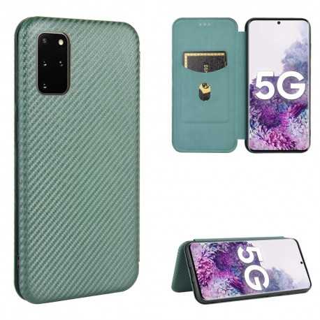 Samsung S20 Plus Flipfodral Kortfack CarbonDreams Gr&ouml;n-Samsung S20 Plus-Shockproof.se