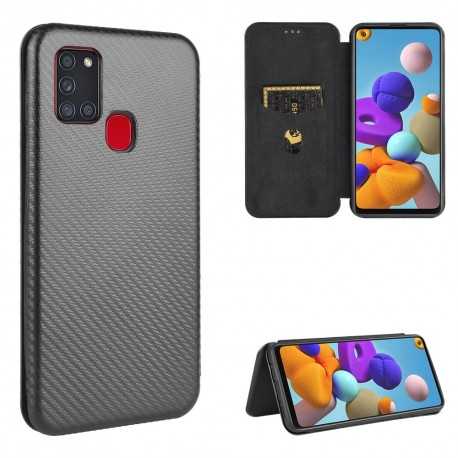 Samsung A21s Flipfodral Kortfack CarbonDreams-Samsung A21s-Shockproof.se
