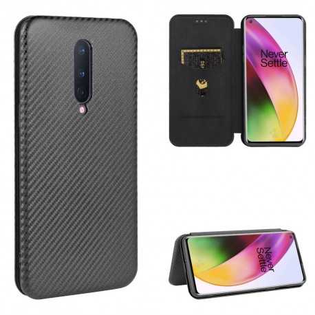 OnePlus 8 Flipfodral Kortfack CarbonDreams-OnePlus 8-Shockproof.se