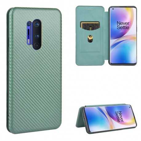 OnePlus 8 Pro Flipfodral Kortfack CarbonDreams Gr&ouml;n-OnePlus 8 Pro-Shockproof.se