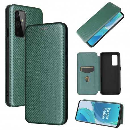 OnePlus 9 Pro Flipfodral Kortfack CarbonDreams Gr&ouml;n-OnePlus 9 Pro-Shockproof.se